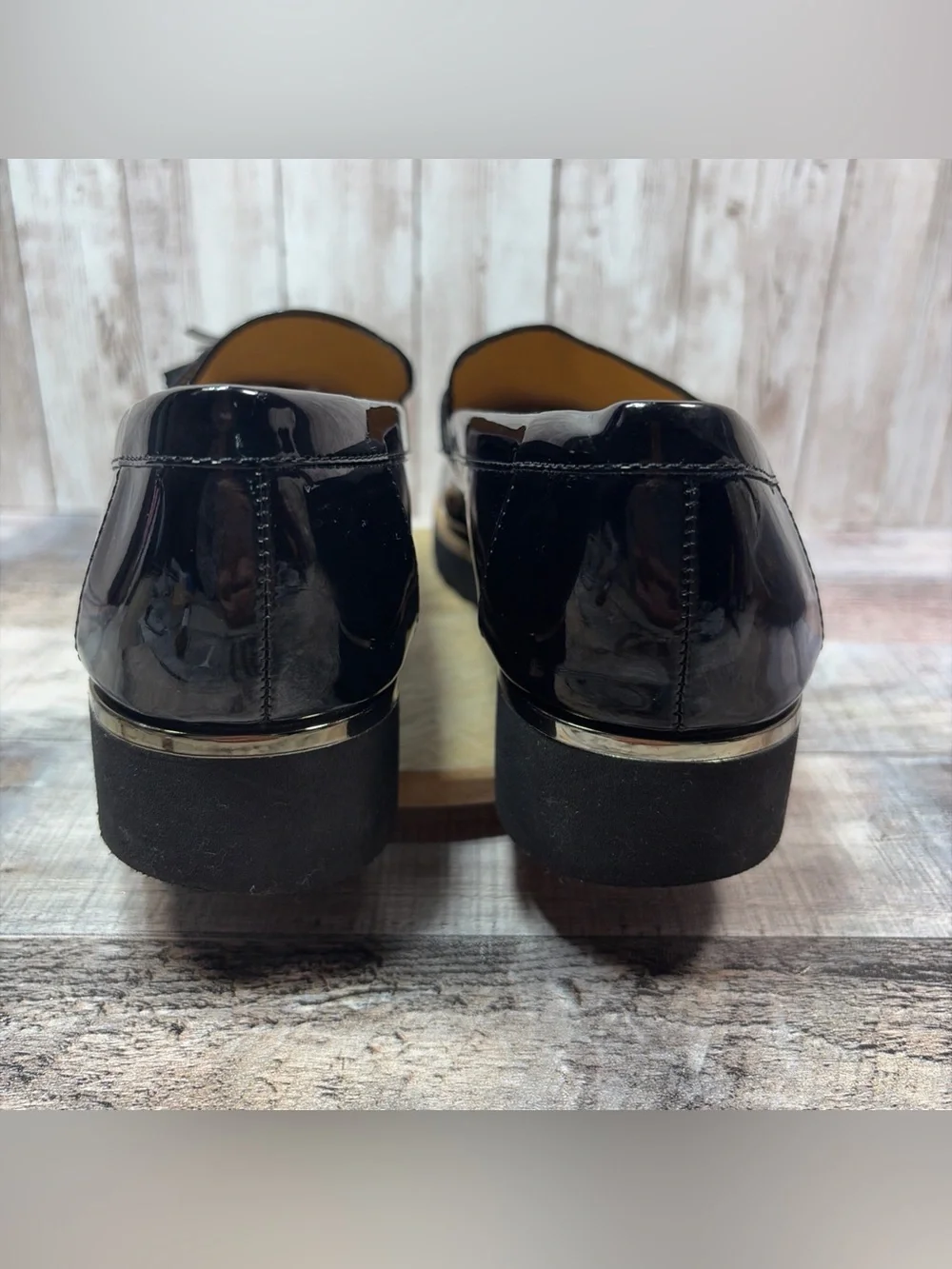 Franco Sarto Carolyn Women’s Black Man Made Loafers Tassel Glossy 9.5 M